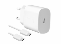 Samsung síťová nabíječka EP-TA800EWE + kabel EP-DA905BWE USB-C, 25W, bílá, (bulk)