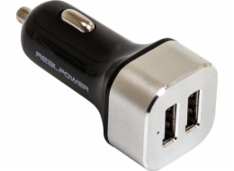 Realpower 2xUSB nabíječka Černá a stříbrná (176635)