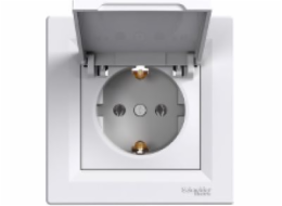 Schneider Electric Asfora jednoduchá instalační zásuvka s klapkou, bílá (EPH3100121)
