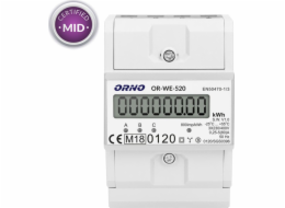Orno 3-fázový elektroměr, 80A, MID, 3 moduly, DIN TH-35mm