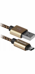 USB Defender USB AM-TYPE C kabel 1m 2.1A zlatý