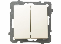 Ospel AS dvojitý schodišťový spínač ecru (LP-10G/m/27)