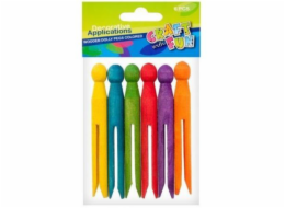 Craft with Fun Dekorativní dřevěné hmoždinky barevné 6 kusů (261993)