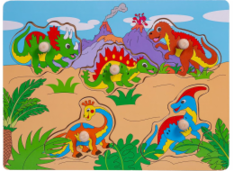 Smily Play Dřevěné puzzle s držadly Puzzle Dinosauři Smily Play