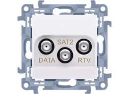 Kontakt-Simon Simon 10 RTV-DATA-SAT koncová anténní zásuvka. 1xWE 52400 MHz 3xOUT /F/ (RTV:88900 MHz) (DATA: 5900 MHz)( SAT: 9502400 MHz) bílá CADSATF.01/11