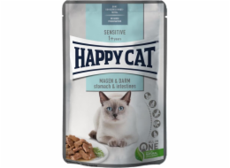 Happy Cat Sensitive Maso v omáčce Žaludek a střeva, vlhké krmivo, pro dospělé kočky s citlivým trávicím systémem, kuřecí maso, 85 g, sáček