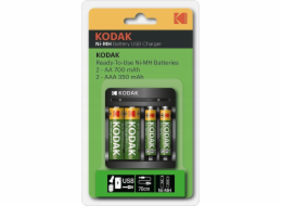 Nabíječka Kodak Usb nabíječka Kodak + 2x Aa 750mah baterie + 2x Aaa 300mah