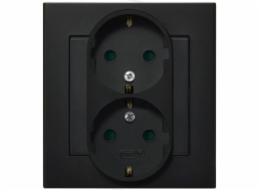 Ospel Socket Sonata double schuko se závěrkami černá metalíza (GP-2RSP/33)