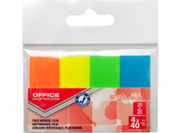 Kancelářské produkty KANCELÁŘSKÉ PRODUKTY indexovací záložky, PP, 20x50mm, 4x40 karet, přívěsek, mix neonových barev