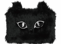 Penál MEMORIS Fluffy Cat vak na tužky, chlupatý, na zip, černý