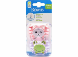 Dr Browns PV12014-PREVENT BUTTERFLY dudlík 0-6 MĚSÍCŮ SBĚR ZVÍŘATPINK 2-BAL.