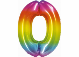 GoDan Foil balónek chytré číslo 0, duha, 76 cm