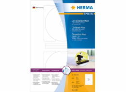 Herma Samolepící etikety Maxi 4460, A4, na CD, bílé, kulaté, O 116 mm, matný papír, 200 ks (4460)