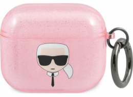Karl Lagerfeld Case Karl Lagerfeld KLA3UKHGP Apple AirPods 3 kryt růžový/růžový Glitter Karl`s Head