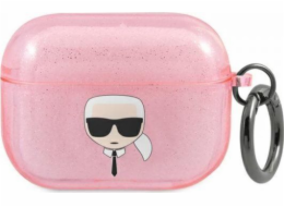 Karl Lagerfeld Case Karl Lagerfeld KLAPUKHGP Apple AirPods Pro kryt růžový/růžový Glitter Karl`s Head