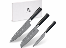 Shiori Shiori 3-Set Kuri Mur + Santoku + Sifu - sada tří nožů z damaškové oceli