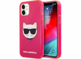 Karl Lagerfeld Karl Lagerfeld KLHCP12SCHTRP iPhone 12 mini 5.4 růžový/růžový pevný obal Glitter Choupette Fluo