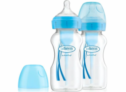 Dr Browns Dětská kojenecká láhev se širokým hrdlem Options+ modrá 0m+ 270ml 2 kusy (WB92602)