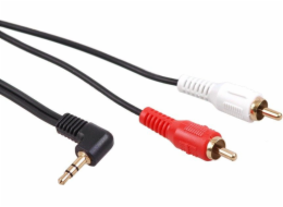 3,5mm úhlový mini jack kabel 2RCA 1m MCTV-824 Black