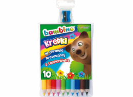 Svatý. Majewski BAMBINO pastelky v dřevěném rámu s ořezávátkem, 10 barev