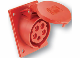 PCE Úhlová panelová zásuvka 16A 5P 400V červená IP44 s krabicí (415-6p)