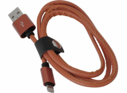 Platinet USB LIGHTNING KOŽENÝ KABEL 1M HNĚDÝ USB kabel
