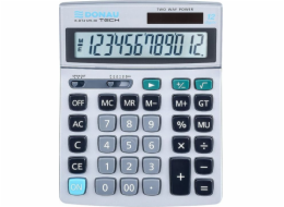 Kalkulačka Donau Kalkulačka DONAU TECH kancelářská, 12místná. displej, rozměry 210x154x34 mm, kovové pouzdro, stříbrná
