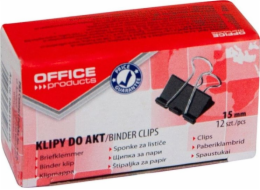 Kancelářské produkty Klipy na dokumenty, 15 mm, 12 ks, černé