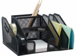 Q-Connect Q-CONNECT Office Set organizér na stůl, kovový, 6 přihrádek + zásobník na pásky, černý