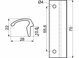 Madlo pro plastová okna a dveře 70x28x22 mm hliník bílé