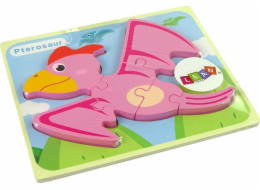 Import leantoys Wooden Puzzle Dinosaur Pterodactyl Pink
