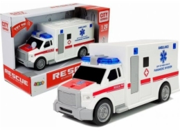 LEANToys Friction Drive Ambulance White Battery Provoz 1:20 se zvukem