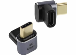 PremiumCord Adaptér USB-C na USB-C, USB 4.0, zahnutý 90°