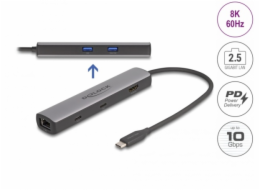 Delock Dokovací stanice USB 40 Gbps USB Type-C™ 8K - HDMI / USB 10 Gbps / 2,5 Gigabit LAN / PD 3.0 100 W
