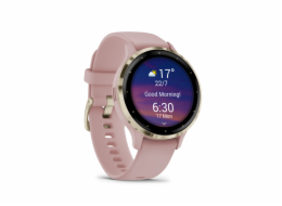 Garmin Venu 3S, Nerezová luneta Soft Gold, pouzdro Dust Rose, silikonový řemínek