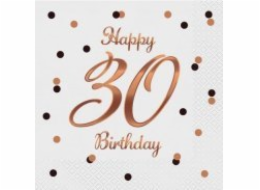 B&C Happy 30 Birthday ubrousky bílé 33x33cm 20 ks
