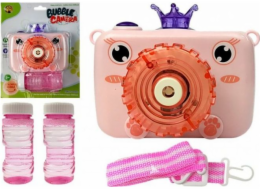 Kamera LEANToys na baterie foukající mýdlové bubliny růžové