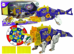 Leantoys Import Dinobots 2v1 Dinosaur Dart Gun Fialový Triceratops Shield