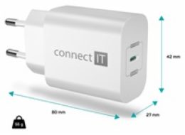 CONNECT IT Voyager2 nabíjecí adaptér 1×USB-C, 25W PD, bílá