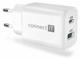 CONNECT IT Wanderer2 GaN nabíjecí adaptér 1×USB-C + 1xUSB-A, 33W PD, bílá