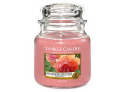 Svíčka ve skleněné dóze Yankee Candle, Vyšisovaná meruňková růže, 410 g