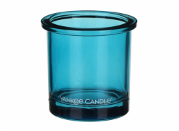 Svícen skleněný Yankee Candle, Modré sklo, výška 7 cm