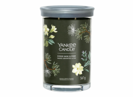 Svíčka ve skleněném válci Yankee Candle, Stříbrná šalvěj a borovice, 567 g