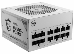 MSI zdroj MAG A850GL PCIE5 WHITE/ 850W/ ATX3.0/ akt. PFC/ 7 let celk. záruka/ 120mm fan/ modulární kabeláž/ 80PLUS Gold