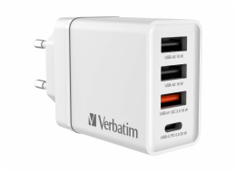 Verbatim Ladegerät 30W, 1x USB-C , 3x USB-A