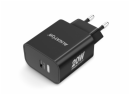 Chytrá síťová nabíječka ALIGATOR Power Delivery 20W, USB-C/USB-C kabel, černá