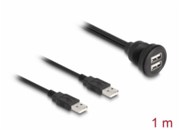 Delock Kabel USB 2.0, 2 x USB Typ-A zástrčky na 2 x USB Typ-A zásuvku, k vestavění, 1 m, černý