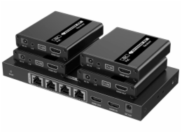 PremiumCord HDMI 1-4 splitter+extender po CAT6/6a/7, UHD 4K@30Hz až na 70m