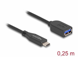 Delock Koaxiální kabel USB 10 Gbps, ze zástrčky USB Type-C™ na zásuvku Typ-A, délky 25 cm