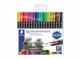 STAEDTLER Permanentní popisovače "Twin-tip", 18 barev, 0,4/2,0 mm, oboustranné 3187 TB18